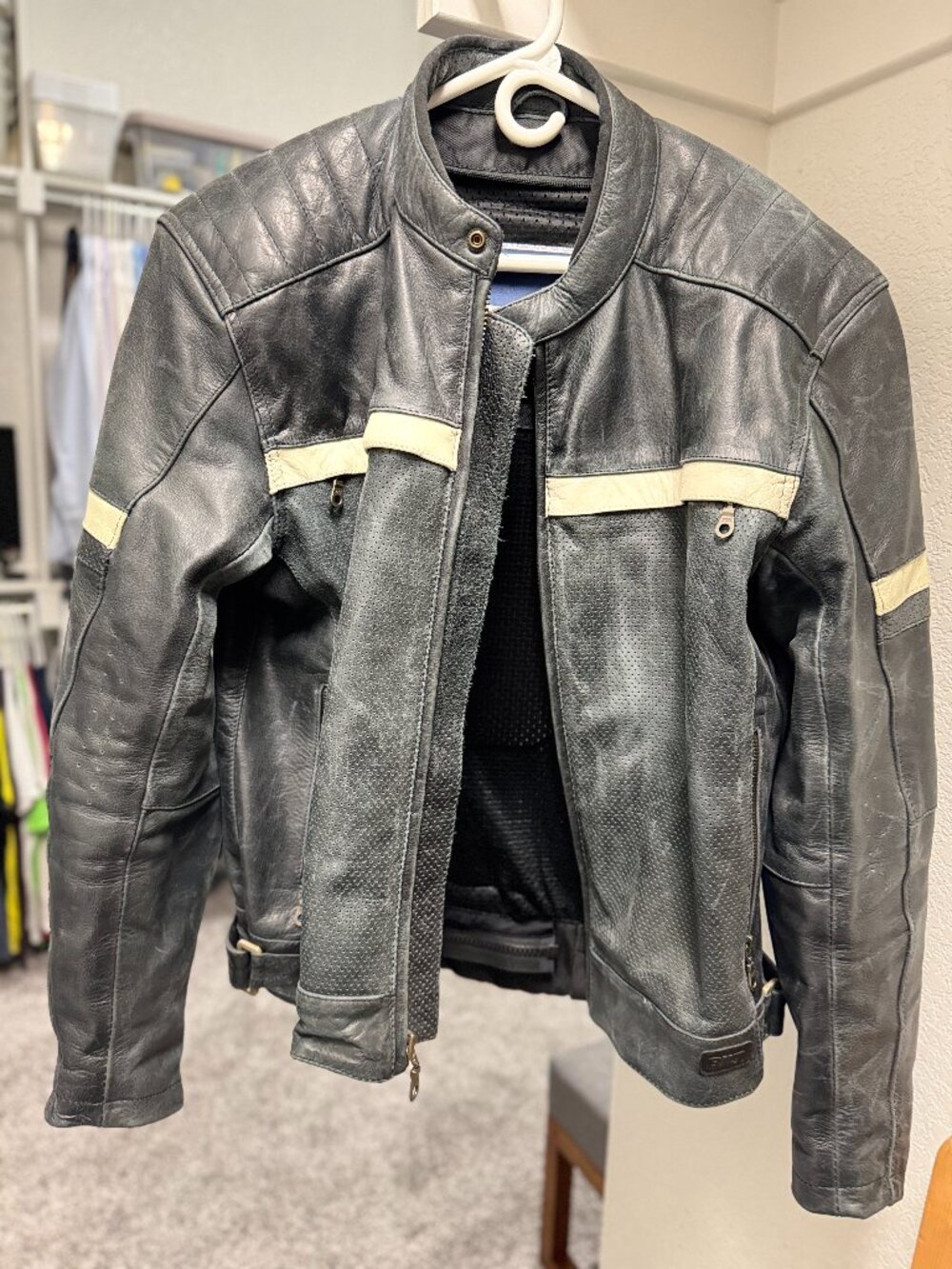 BILT Alder 2 Leather Jacket Black/Cream | Large